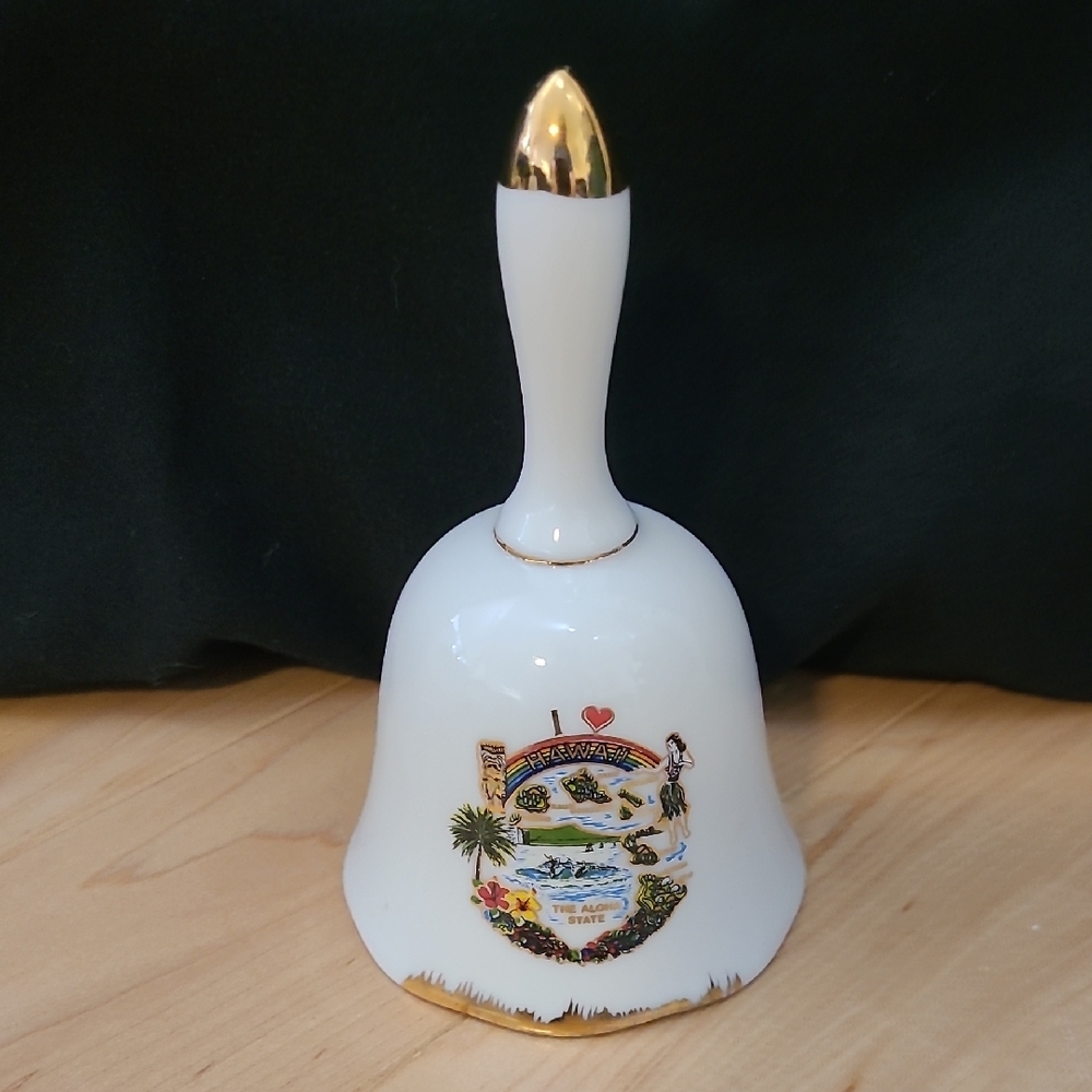 Hawaii Souvenir Bell with Gold Accents